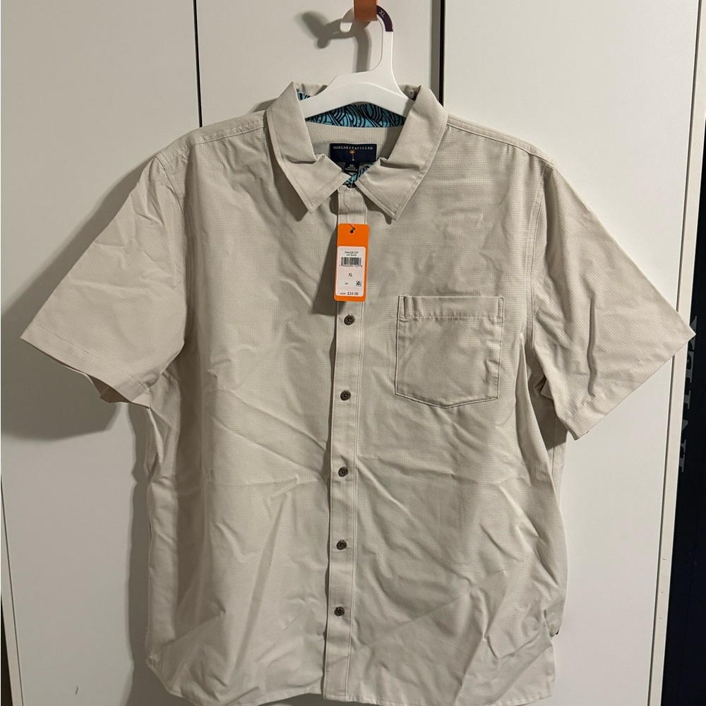 Margaritaville Light Tan Casual Button Down Shirt